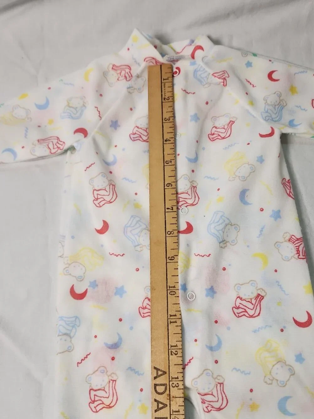 80s 90s Carter's Baby Interlock Knit Footed Sleeper Lot Pastel Teddy Bear M VTG